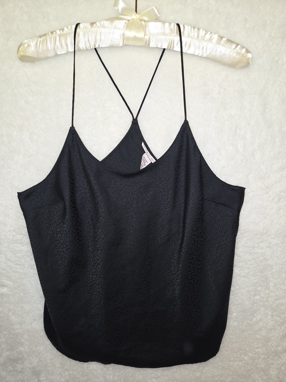 Victoria's Secret Black Animal Print  Cropped Camisole Racerback Blouse Sz Med